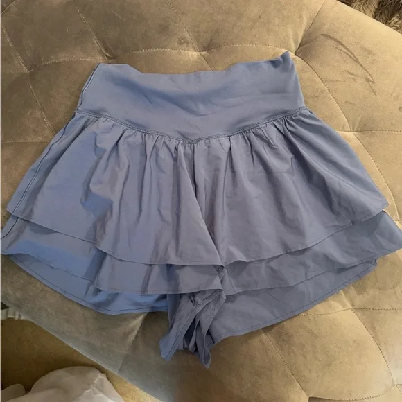 Aerie Blue Layered Ruffle Shorts - Picture 1 of 3